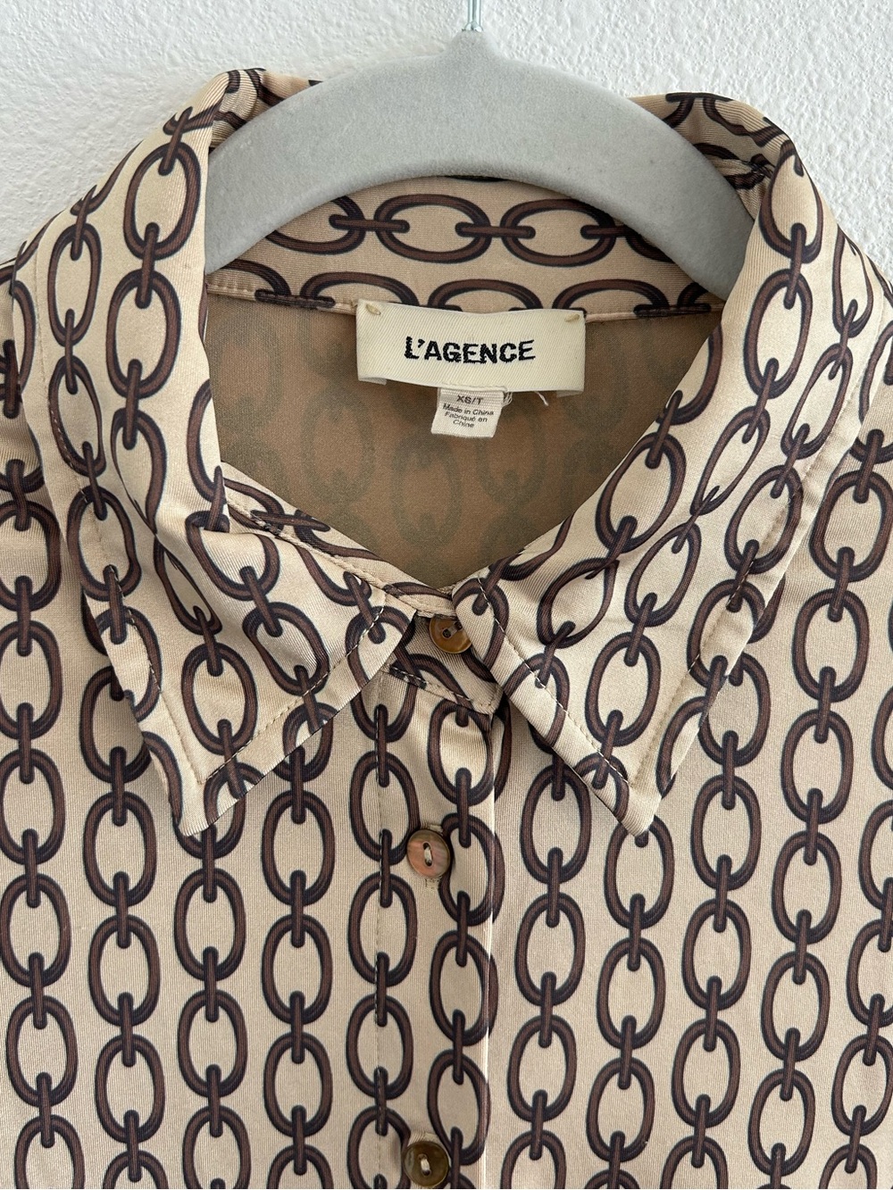 L'AGENCE Harmony Long-Sleeve Chain-Link Blouse - Picture 3 of 6